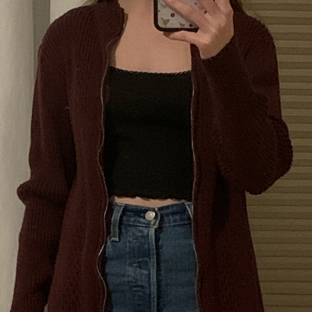 Maroon zip up jacket